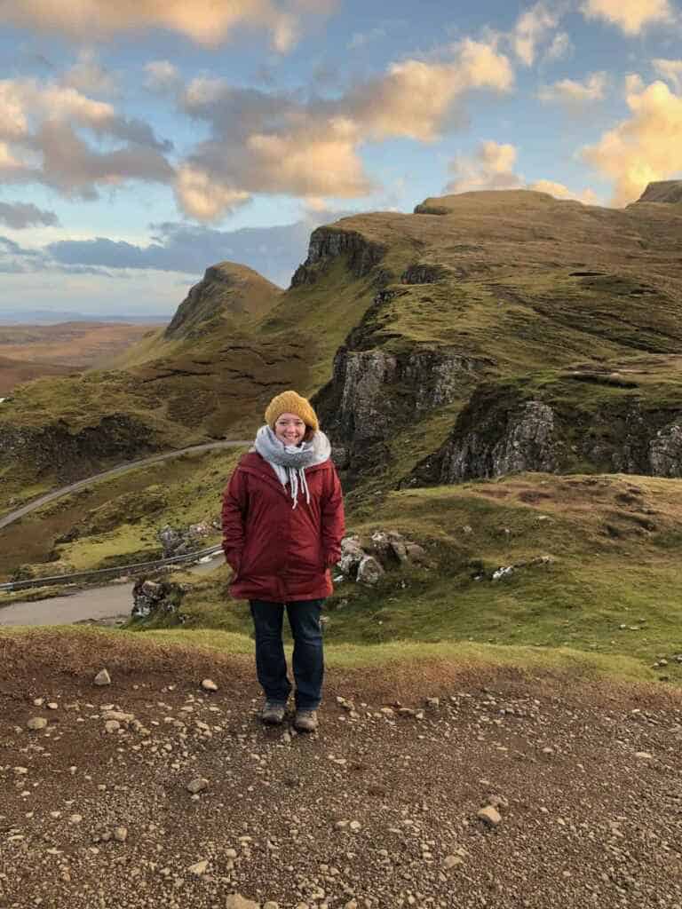 The Quiraing, Isle of Skye, in my best raincoat for Scotland