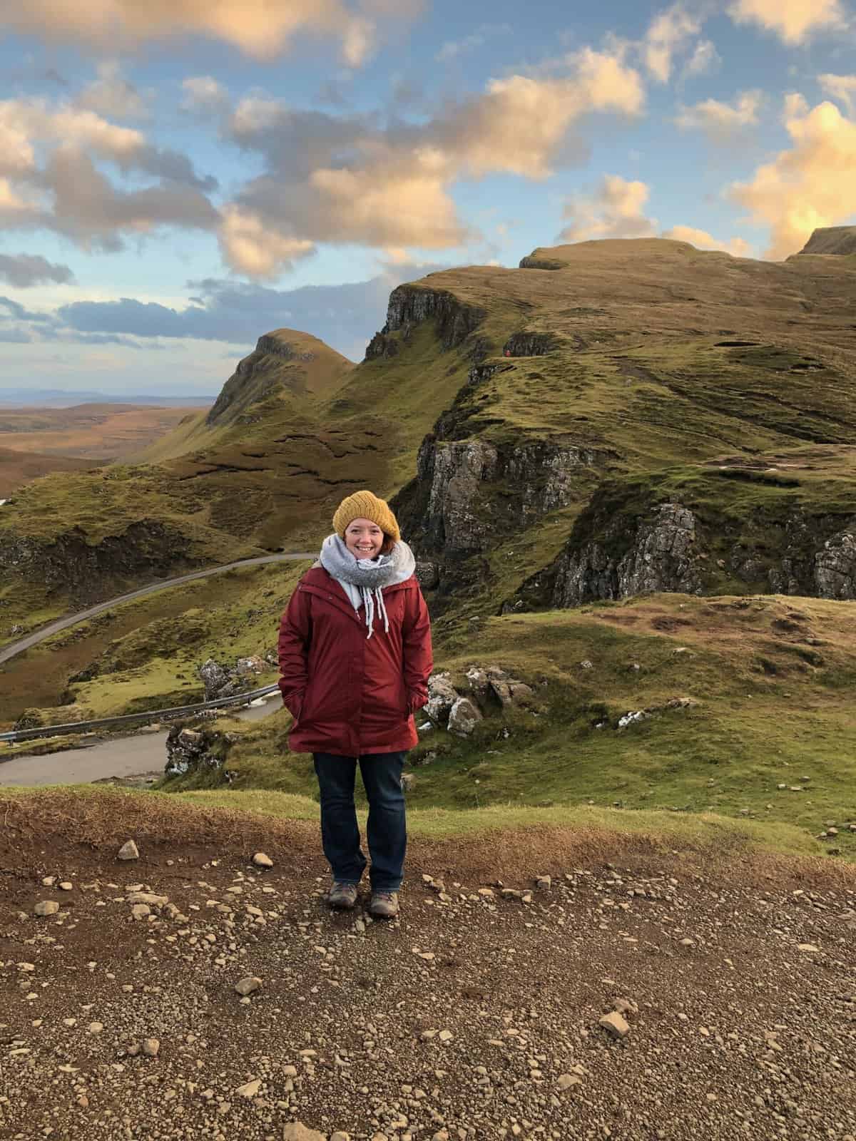 The Quiraing, Isle of Skye, in my best raincoat for Scotland