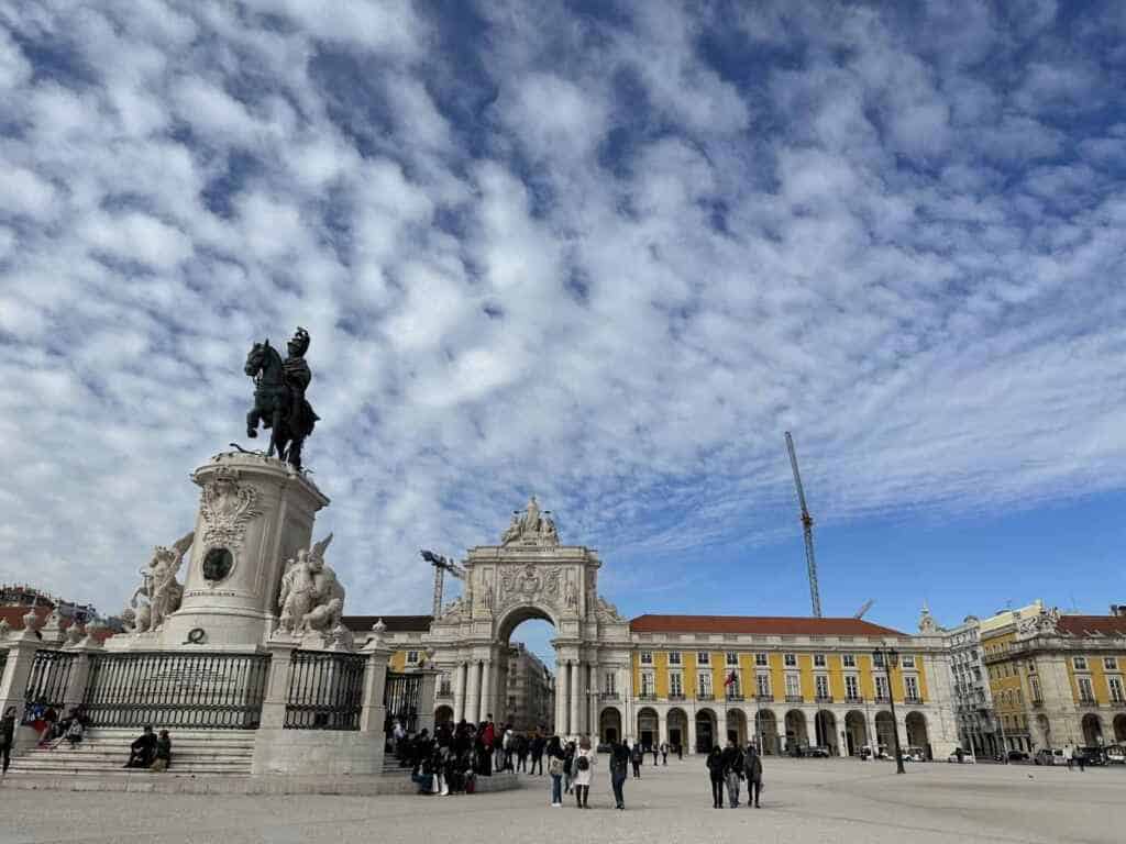 A plaza in Lisbon in July