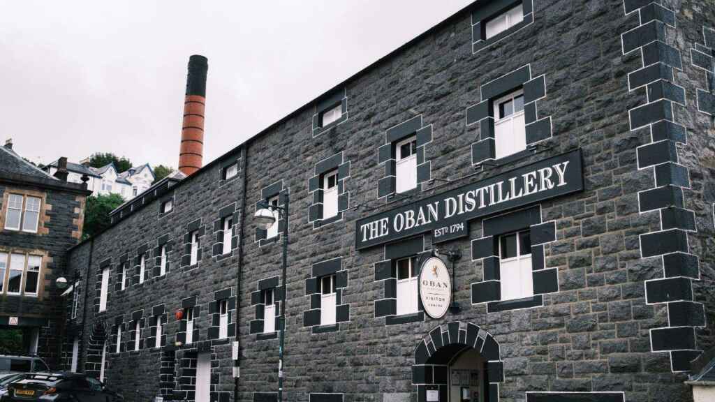Oban, Scotland UK. June 22nd 2022. Oban Distillery visitor center's entrance.