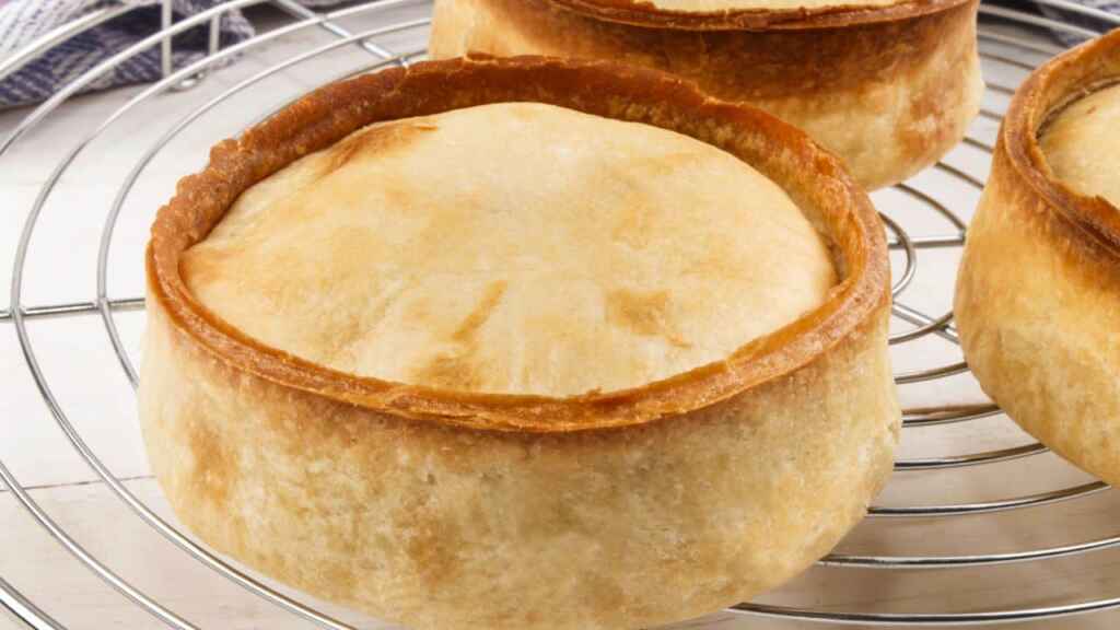 Home made scotch pie on a cooling rack