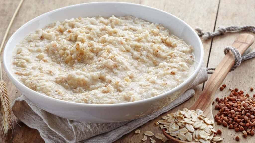 Bowl of various flakes porridge
