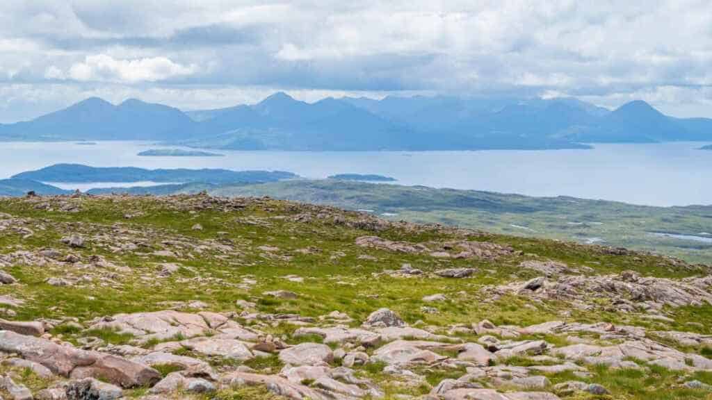 Scenic sight near Bealach na Ba viewpoint, in Applecross peninsula in Wester Ross, Scottish Higlands.