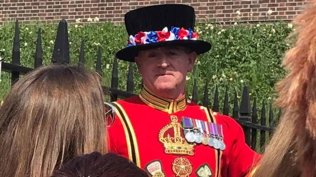 One of the yeoman warders giving a tour at the Tower of London