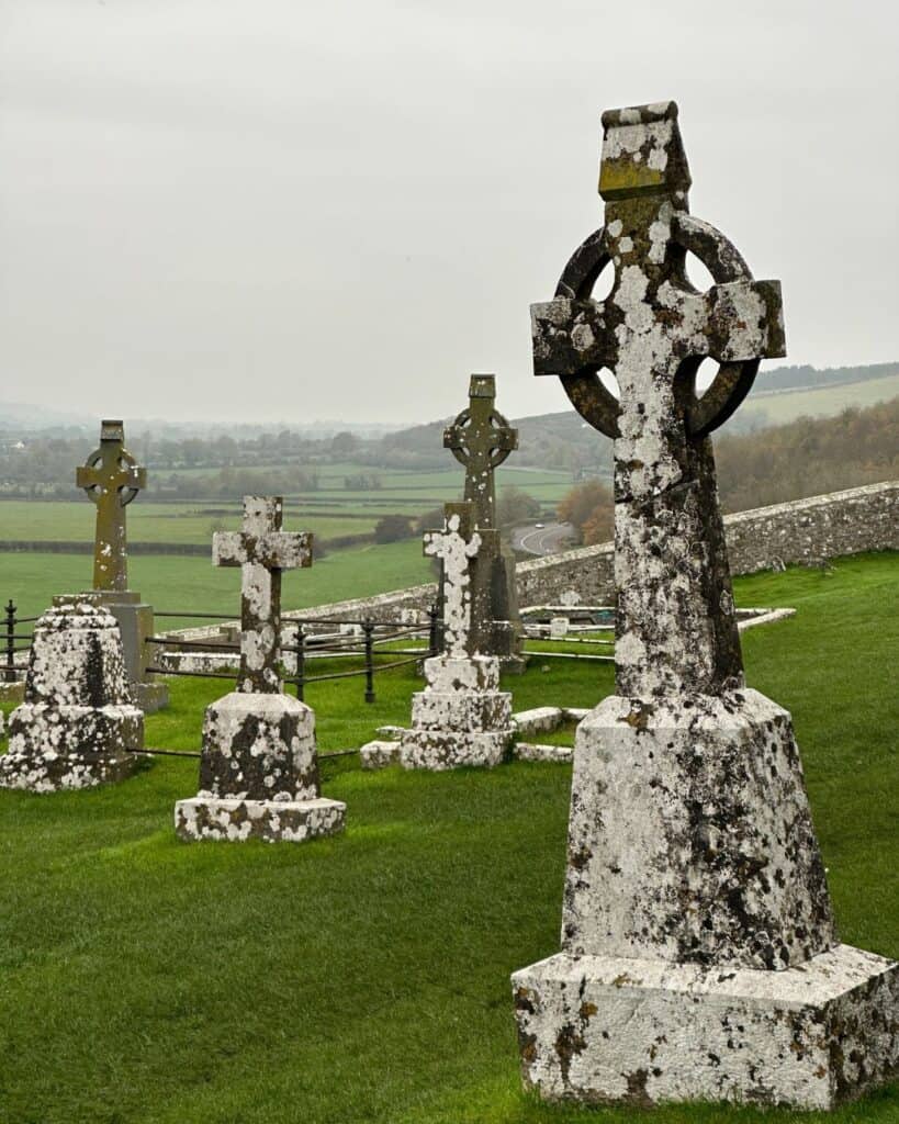 Celtic crosses in the graveyard at the Rock of Cashel, Ireland