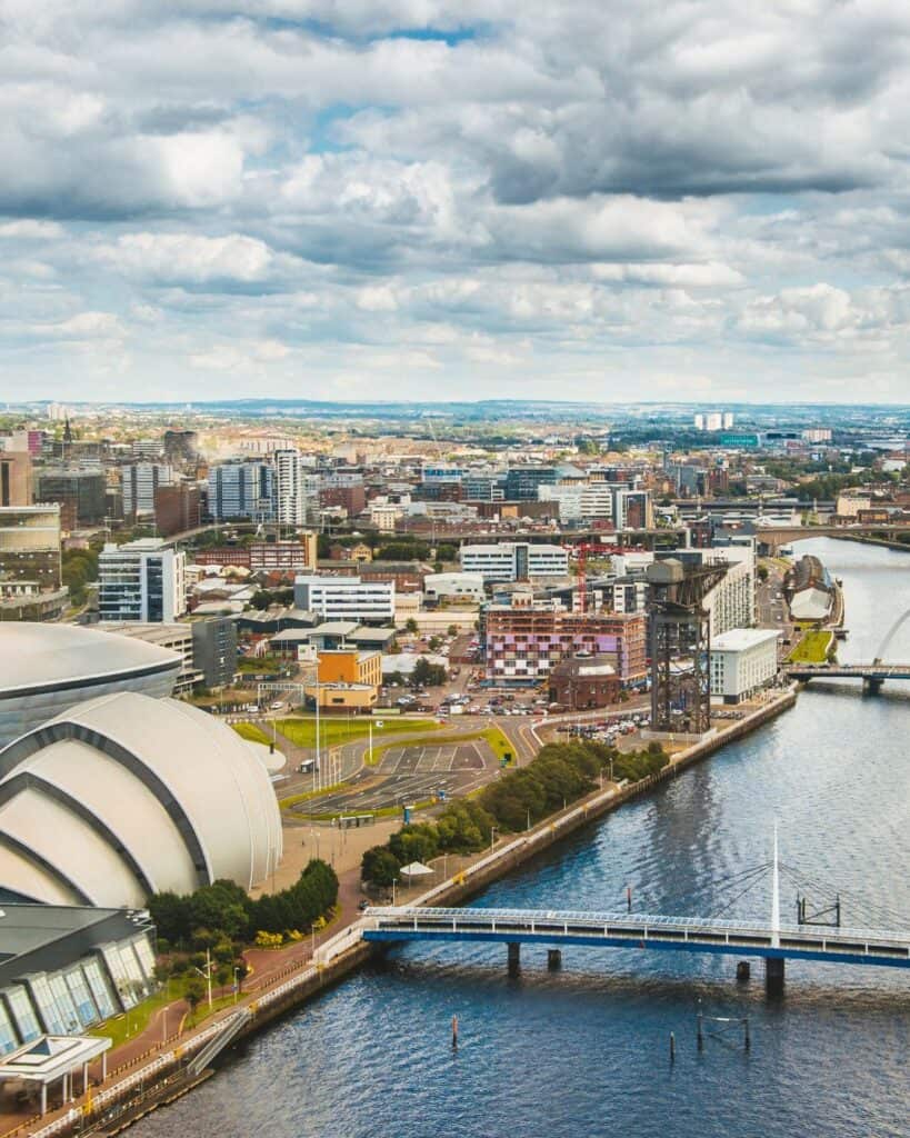 Glasgow Scotland from above the River Clyde