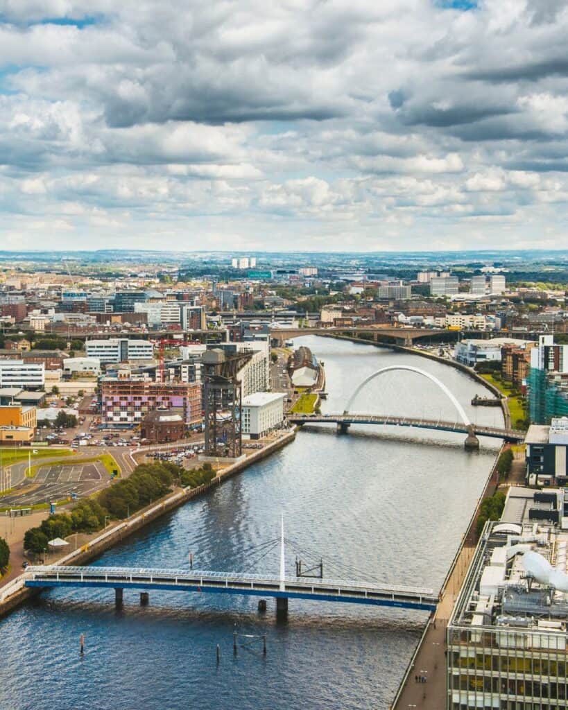 Glasgow Scotland from above the River Clyde