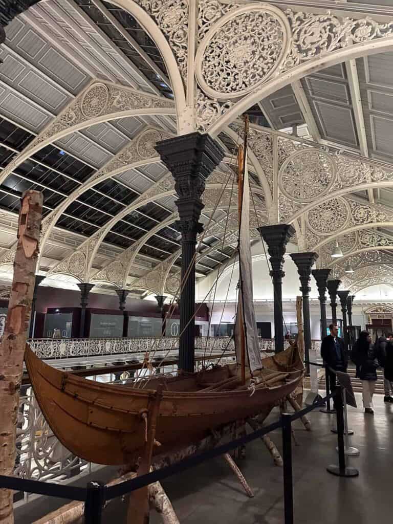 Viking ship in the National Archeology Museum of Dublin Ireland