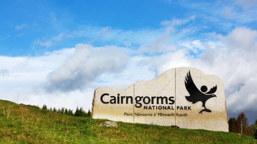 Cairngorms National Park Sign in Scotland