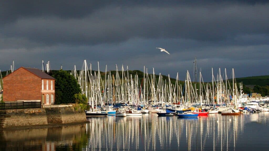 This view looks across the harbor in downtown Kinsale Ireland