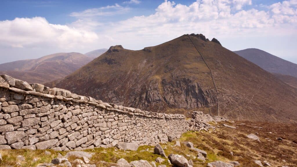 The Mourne Wall in the Mourne Mountains in Northern Ireland