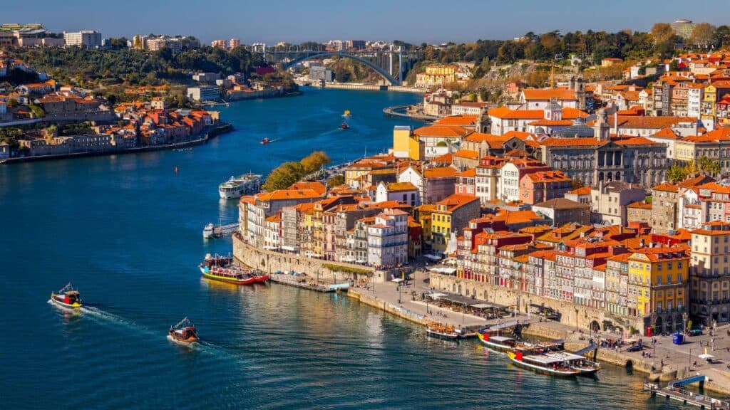Porto, Portugal old town on the Douro River. Oporto panorama.