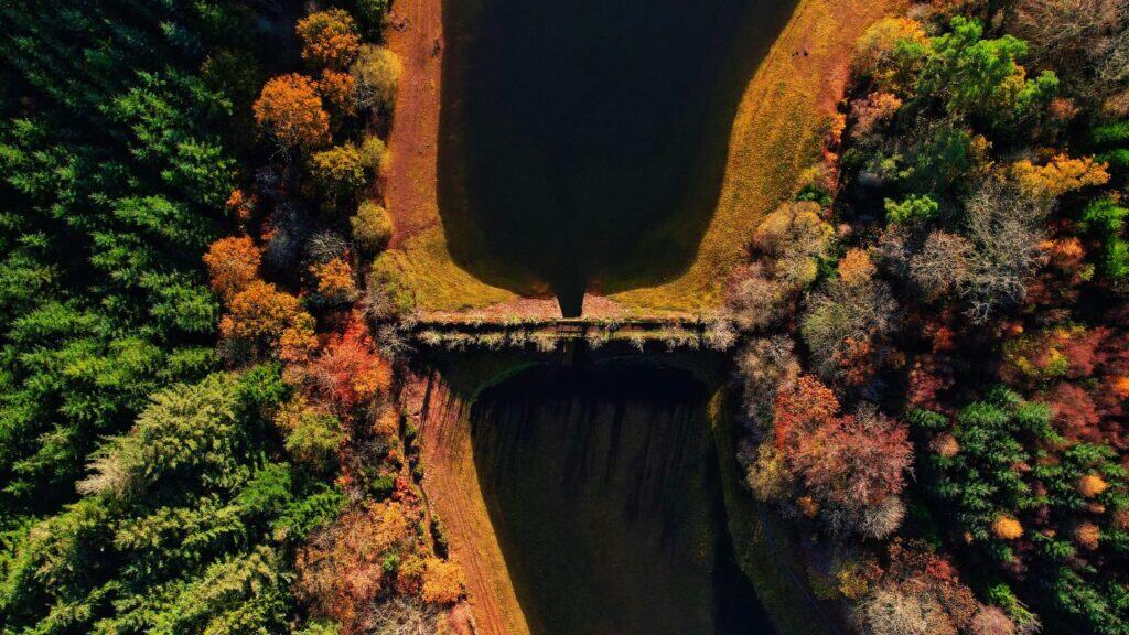 Aerial Voew of Kennick Reservoir in England, United Kingdom