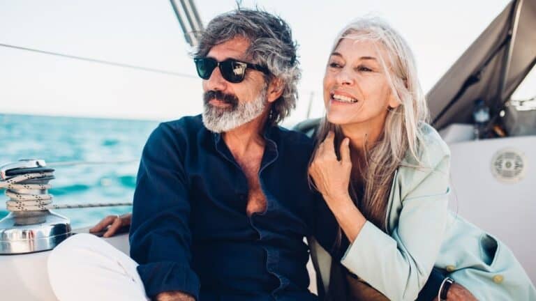 Older couple sailing