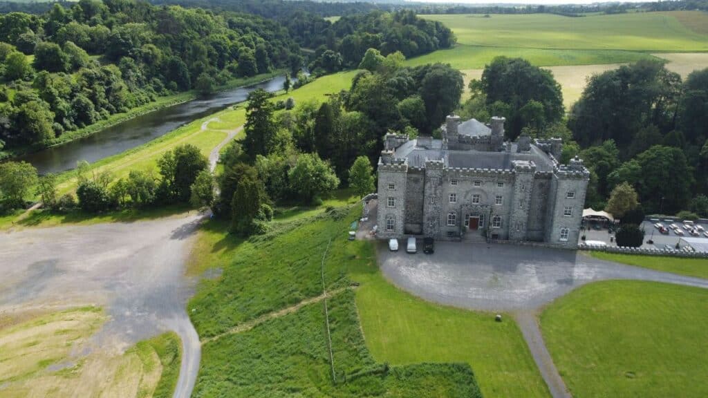 An aerial view of the Slane Castle in Ireland