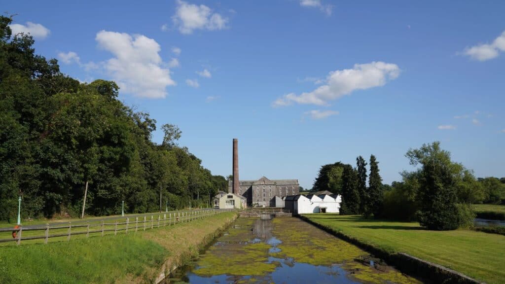 A historic site with a river and a castle in Slane, Ireland