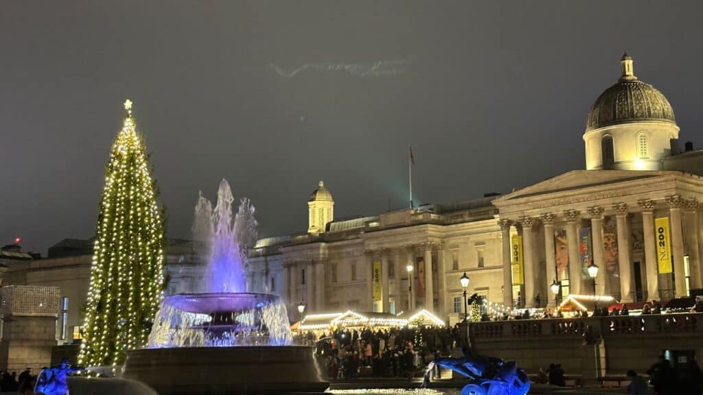 Trafalgar square Christmas Market London England