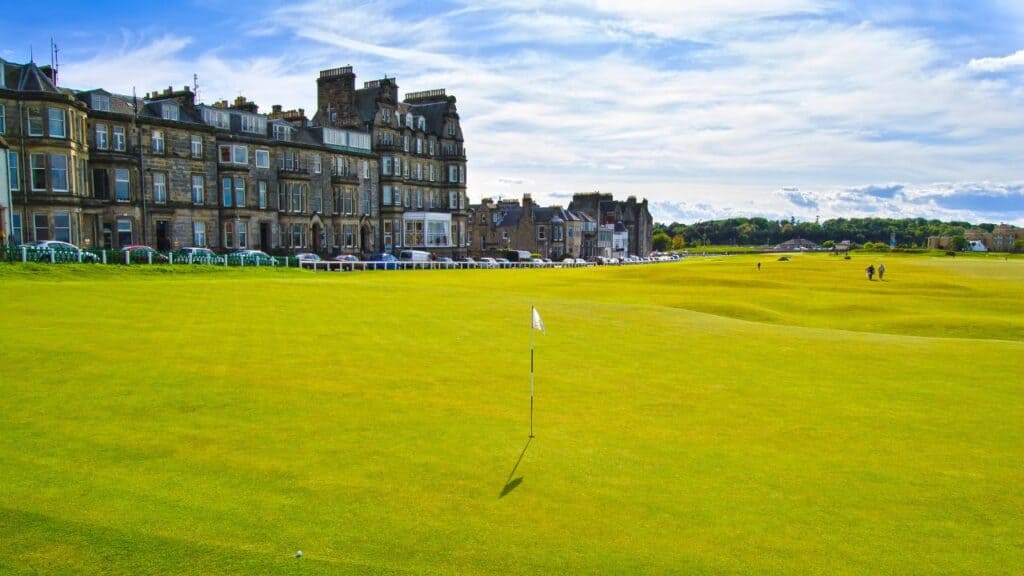 Rusacks St Andrews Golf St Andrews Old Course Links. Bridge Hole 18. Scotland.